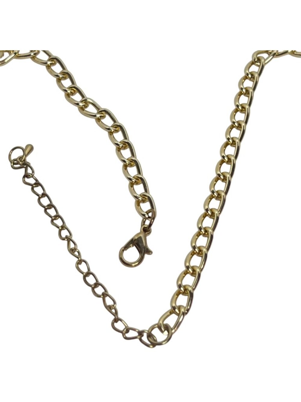 Pink Beaded Loop Design Necklace With Gold Tone Curb Chain (6401) - Picture 7 of 8